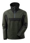 17005-309-01009 Strickjacke mit kurzem Reißverschluss - Schwarzblau/Schwarz