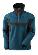 17005-309-01009 Strickjacke mit kurzem Reißverschluss - Schwarzblau/Schwarz