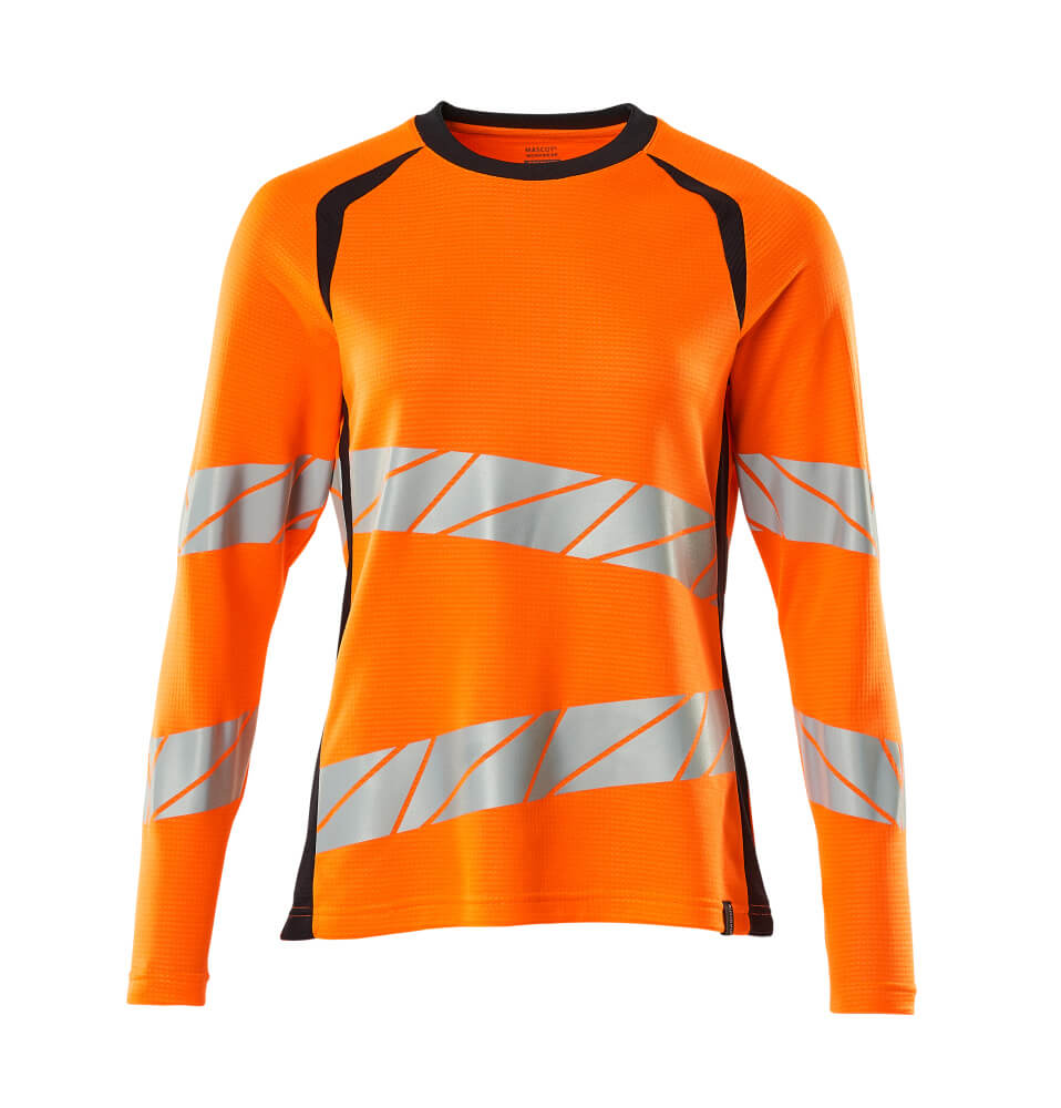 19091-771-14010 T-Shirt, Langarm - Hi-vis Orange/Schwarzblau